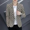 Herenpakken Luxe Mannen Blazer Merk Koreaanse Single-breasted Leisure Florla Jasje Streetwear Bloemenprint Slim Fit kostuum Homme