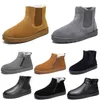 Botas de algodão sem marca, sapatos masculinos e femininos de cano médio, marrom, preto, cinza, couro, moda ao ar livre, color3, inverno quente