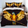 Yatak Seti Renkli Papağan Macaws Kuşlar Yorgan Seti Nevresim Yatak Yatak Yorgan Yastığı Kral Kraliçe Boyut Yetişkin 231017