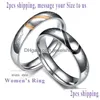 Pierścionki ślubne pierścionki ślubne 2PCS/Zestaw prosta 5 mm sercowa para dla miłośników stali nierdzewnej kobiety Zespoły Walentynki Biżuteria pierścionka dhkv2