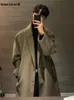 Men's Wool Blends Mauroicardi Autumn Winter Long Loose Casual Black Brown Warm Trench Coat Men Double Breasted Korean Fashion 231018