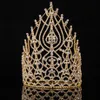 Barrettes luxo cristal pageant coroa tiaras cor de ouro grandes coroas para mulheres grampos de cabelo barrettes287p