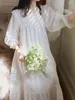 Women's Sleepwear Women Ruffles Vintage Nightgowns Lolita Princess White Cotton Lace Fairy Dress Victorian Nightdress Loungewear