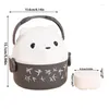 Stoviglie per bambini Lunchbox Contenitori Lunch Box per lavoro d'ufficio con design a forma di orso dagli occhiali Contenitore isolato di sicurezza per microonde