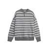 Pulls pour hommes 2023 Tricoté Light Luxury Pulls Pull Hommes Casual Vintage Henry Collier Rayé À Manches Longues Tops Streetwear Automne