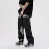 Jeans pour hommes Cargo Jeans Hommes Mode Grandes poches Pantalons décontractés Hip-Hop Droit Baggy Large Jambe Denim Pantalon Mâle Rétro Streetwear 231017