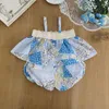 Zestawy odzieży HoneyCherry Summer Baby Girl Cool Sling Patchwork Floral Suit Niemowlę i maluch kwiatowe spodnie dwuczęściowe