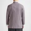 Mäns casual skjortor 2023 kinesiska traditionella kläder plus storlek lång ärm skjorta etnisk stil fast färg stativ krage harajuku topp