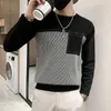 Męskie swetry dzianinowe sweter męski okrągły kołnierz w paski odzieży Crewneck pullover czarne produkty sprzedaży 2023 w T Shirt a brzydki