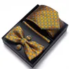 Bow Ties Silk Tie Hanky ​​Pocket Squares Cufflink Set Bow Tie Slits Box Hombre Geometric Purple Formal Clothing Wedding 231013
