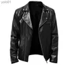 Men's Leather Faux Leather 2022 printemps automne mode hommes Streetwear noir veste en cuir PU hommes fermeture éclair Hip Hop manteau moto Faux Leather JacketsL231018