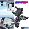 Bil Mtifunctional mobiltelefonfäste 360 ​​graders Sun Visor Mirror Dashboard Mount GPS Stativ Holder Parkeringskort Drop Delivery DHOC4