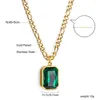 Pendant Necklaces ASON 316L Stainless Steel Retro Colorful Square Crystal For Women Exquisite Link Chain Jewelry CZ Party Gift