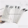 Drinking Straws Stainless Steel St With Sile Er Pvc Box Curved Straight Mixed Package Clean Brush Drinking Bar Home Sts Gift Home Gard Otsop