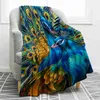 Couvertures plumes de paon couverture colorée douce chaude légère impression couverture pour femmes adultes cadeau d'anniversaire pour canapé de chambre à coucher