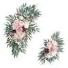 Fleurs décoratives 2x arc de mariage feuilles de fleurs arrangement floral rose butin artificiel pour rideaux tonnelle cérémonie de table de vacances