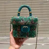 Sex färg tweed kvinnor kosmetisk väska bär diamantgitter quiltat lapptäcke handtag klassisk crossbody designer väska mångsidig zippy plånbok axelkoppling 15 cm