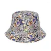 Berets Outdoor Faltbare Bob Fisherman Caps Sommer Mode Cartoons Graffiti Eimer Hüte Für Frauen Männer Mädchen Jungen Gorros Panama Sonne