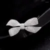 Brooches Fashion Micro Pave CZ Victorian Ribbon Bow Bowtie Bowknot Pin Women Jewelry