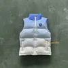 202322032023 남성 트랩 스타 재킷 화려한 배지 gilte-iCe 블루 자수 글자 zip vest 여자 코트 패션