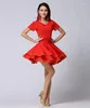 Scene Wear Women Dance Ballroom Dress Samba kostym Sexiga festklänningar ren nät stretchig enstycke latin ros