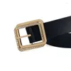 Kemerler Moda Deri Kemer Kadınlar Metal Rhineston Toka Bel Strap Tasarımcı Marka Kadın Kot Pantolon Dress Dekorasyon Belt Bandı