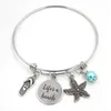 Nueva llegada joyería de acero inoxidable brazalete expandible vida una pulsera de playa flip flop estrella de mar pulseras con dijes mujeres gif261d