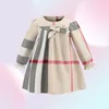 Robe d'été en coton pour petites filles, vêtements de styliste, sans manches, avec grand nœud à carreaux, pour enfants, 4031399