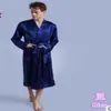 1pcs lot Long Robe faux Silk Soft Home Bathrobe Plus Size S-XXL Nightgown For Men Kimono solid Robes male satin pajamas248S