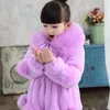 Coat Winter Baby Girls Lmitation Fur Coat Long Jacket Warm Sweater Children Big Fur Collar Thick Cotton Children's Clothing 231018