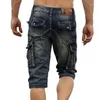 Herenshorts Zomer Heren Retro Caro Denim Soorten Vintae Acid Wased Faded Multi-Pockets Militaire stijl Biker Sort Jeans voor heren