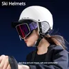 スキーヘルメット、スノーボードとスノーボード機器、保護装置、男性と女性向けの温かい衝突防止スキーヘルメット、サイクリングヘルメット