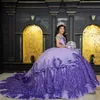 Roxo brilhante quinceanera vestidos 2024 rendas apliques contas mexicano doce 16 vestido de baile vestidos butantes 15 anos