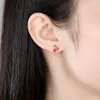 Korean Fashion Colorful Zircon Cherry Stud Earrings Women Small Exquisite Heart s925 Silver Earrings Jewelry for Women Wedding Party Valentine's Day Gift SPC