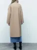 Wełna damska mieszanka kobiet jesienna zimowa moda lapowa luźna wełniana wełniana płaszcz w podwójnie piersi długotropiewane ciepłe szykowne płaszcz 231017