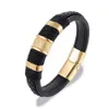 Mehrschichtiges geflochtenes Armband aus echtem Leder, Titan-Edelstahl-Magnetschnalle, Armband für Herren, geflochtenes Armband, Schmuck Q0719278s