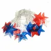 Strings Star String Light 10/20 LEDS Battery Operated Red White Blue Lights Patriotic Decoration for Independers Day Labour Decor