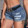 Women's Shorts 2023 Summer Ripped Hemming Denim Fashion Slim High Elasticity Jeans S-2XL Drop