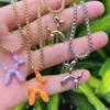 20Pcs est Cute Balloon Dog Puppy Necklace Fashion Colorful Enamel Pendant Jewelry Unisex For Gift Party 2107202076