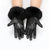 Gants à cinq doigts Arrivée en gros Gants en cuir de peau de mouton véritable pour femmes avec poignets en fourrure de lapin Femme Cyclisme Gants chauds Doublure polaire 231017