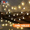 Weihnachtsdekorationen, 10 m, Kugel-LED-Lichterkette, Outdoor-Kugelkettenlichter, Girlandenlichter, Glühbirne, Lichterkette, Party, Zuhause, Hochzeit, Garten, Weihnachtsdekoration, 231017