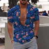 Camisas casuais masculinas soltas manga comprida tops moda e lazer 3D impressão digital botão lapela packs camiseta macia