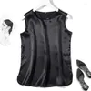 Women's Blouses 2023 Summer Chiffon O-Neck Plus Size Satin Office Black Women Tunic Elegant Shirts Silk Sling Vest Woman Top