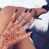 5 peças tatuagens temporárias à prova d'água henna tatuagem marrom adesivos para mão mulheres falsas arte corporal hena design mehndi 231018