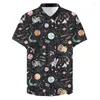 Camisas casuais masculinas universo para homens 3d planeta céu estrelado impresso camisa de manga curta oversized top tee roupas