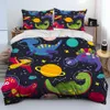 Ensembles de literie Dessin animé dinosaure espace mignon Dino enfants cadeau couette ensemble housse de couette lit couette taie d'oreiller roi reine taille 231017