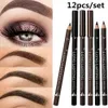 Eyebrow Enhancers 12 PcsSet Waterproof Eye Brow Pencil Precise Brow Definer Black Blonde Brown Eyebrow Pen Long Lasting Makeup 3 Colors Cosmetic 231018