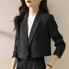 Damesjassen Lucyever Zwarte Cropped Blazers voor Dames Koreaanse mode DoubleBreasted Kantoorpak Jas Dames Vintage Bovenkleding met lange mouwen 231017
