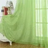 Rideau Voile Fenêtre Romantique Paillettes Tulle Traitements Rideaux Et Rideaux Pour Enfants Chambre Salon-100x200CM-Vert