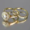 Solitaire Ring Luxury Ring Set White Round Zircon Ring Rhinestone Ring Anniversary Gift Bridal Engagement Wedding Ring Jewelry 231018